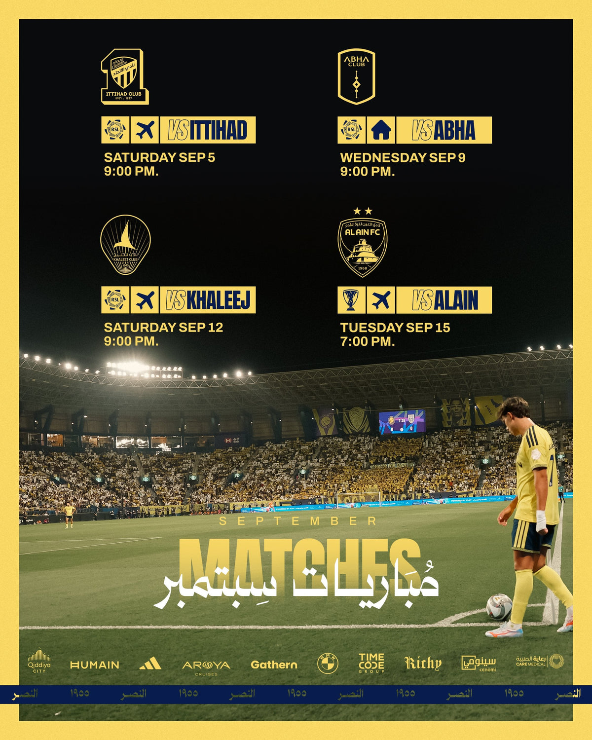 Al Nassr’s Four September Battles 💛⚔️